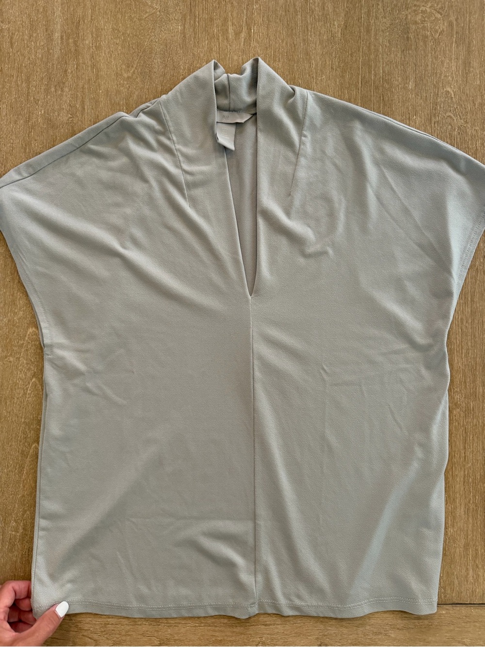 H&M Sage Gray Draped V-Neck Blouse Size S